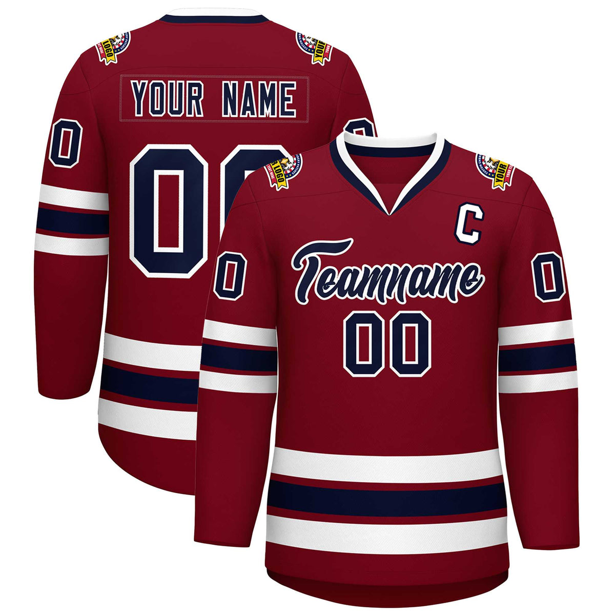 Custom Crimson Navy-White Classic Style Hockey Jersey | KXKSHOP