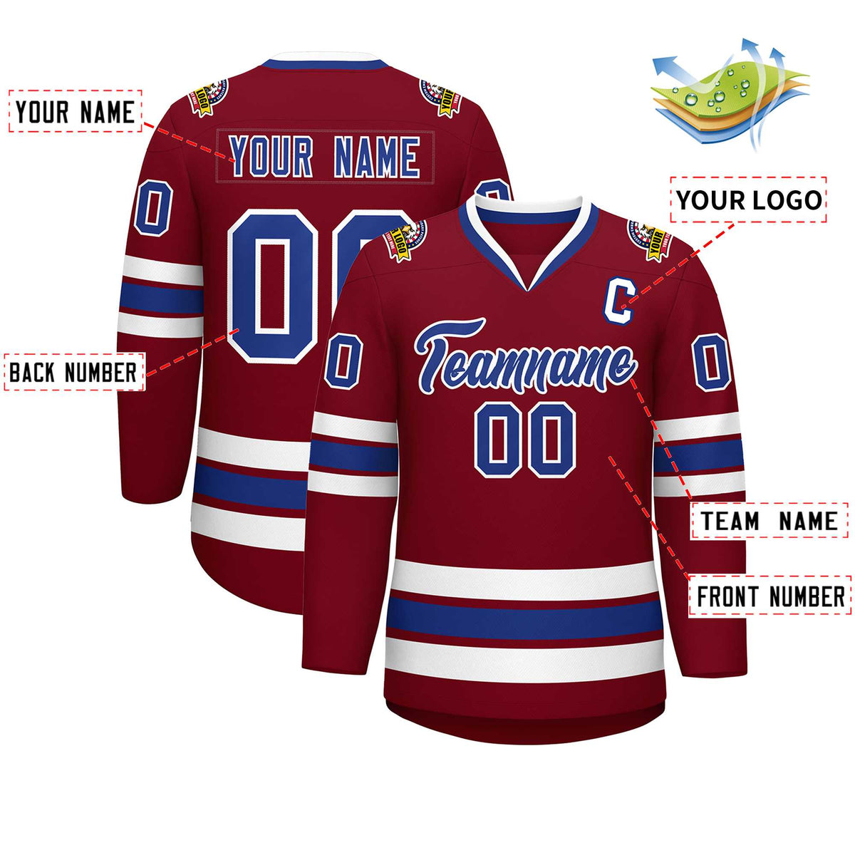 Custom Crimson Royal-White Classic Style Hockey Jersey | KXKSHOP
