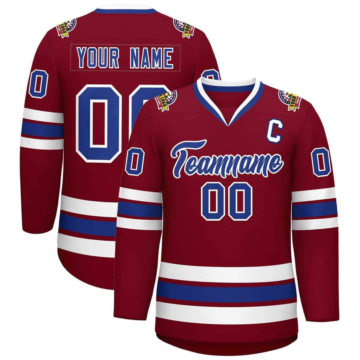 Custom Crimson Royal-White Classic Style Hockey Jersey | KXKSHOP