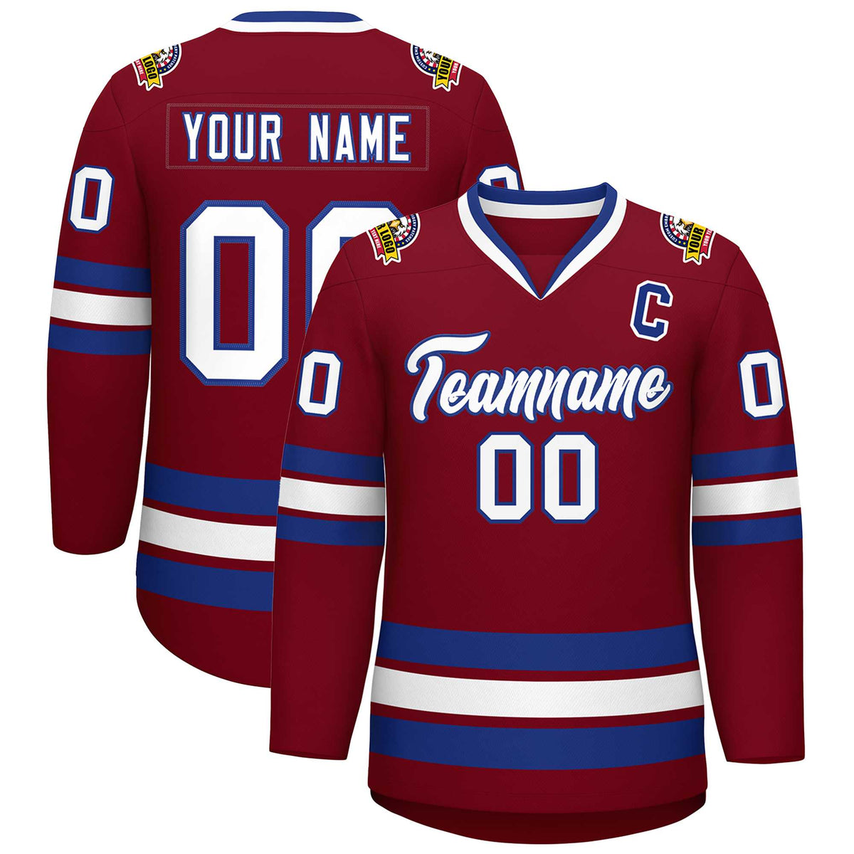 Custom Crimson White-Royal Classic Style Hockey Jersey | KXKSHOP