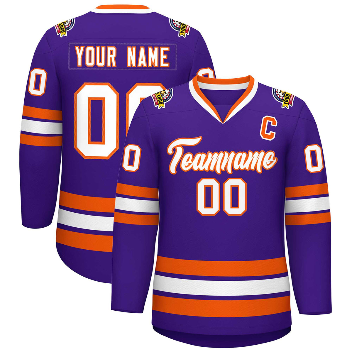Custom Purple White-Orange Classic Style Hockey Jersey | KXKSHOP