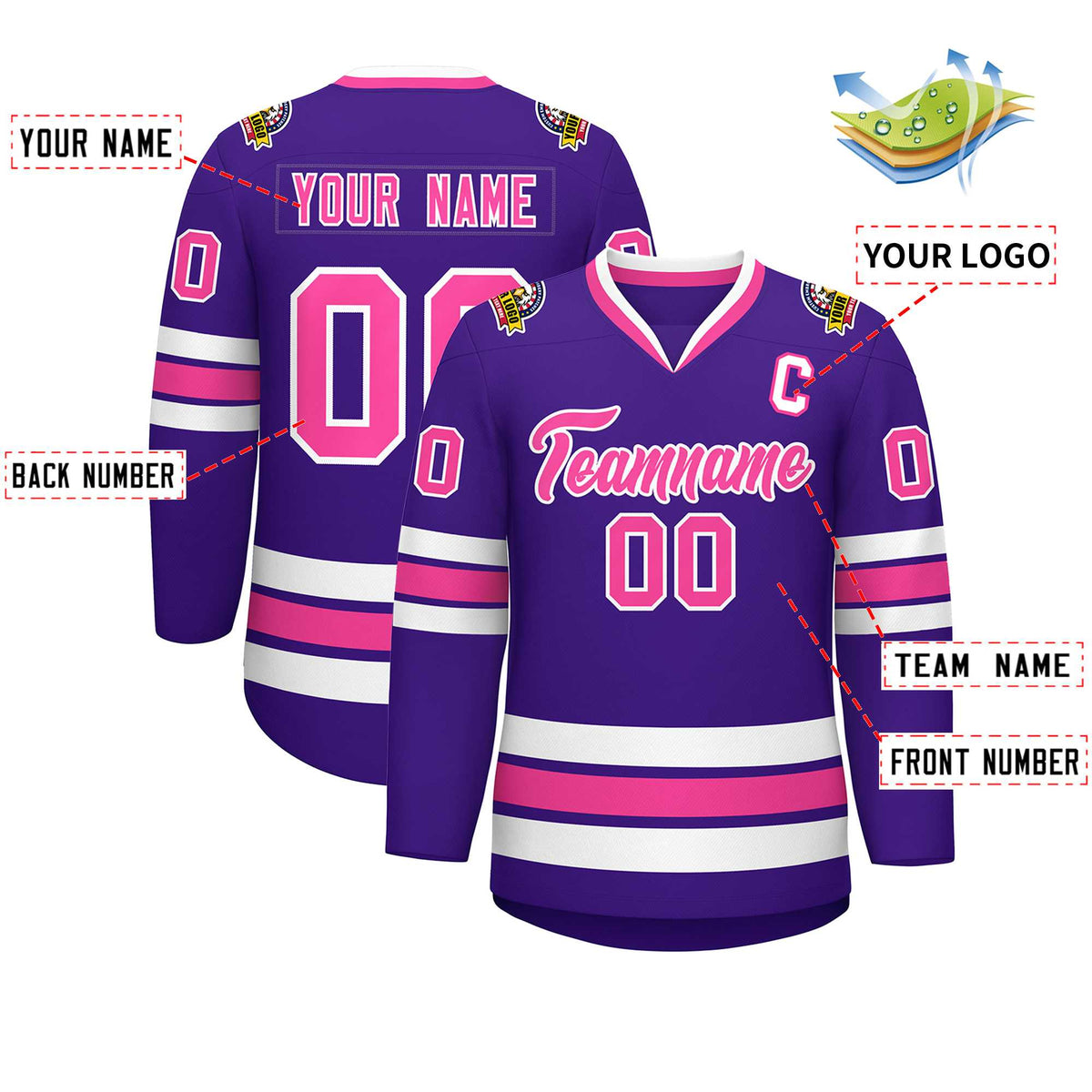 Custom Purple Pink-White Classic Style Hockey Jersey | KXKSHOP
