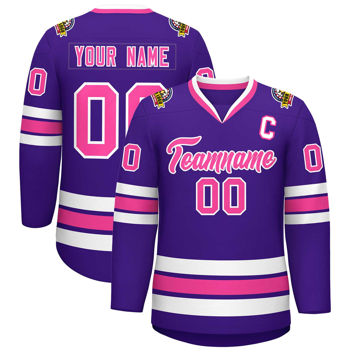 Custom Purple Pink-White Classic Style Hockey Jersey | KXKSHOP