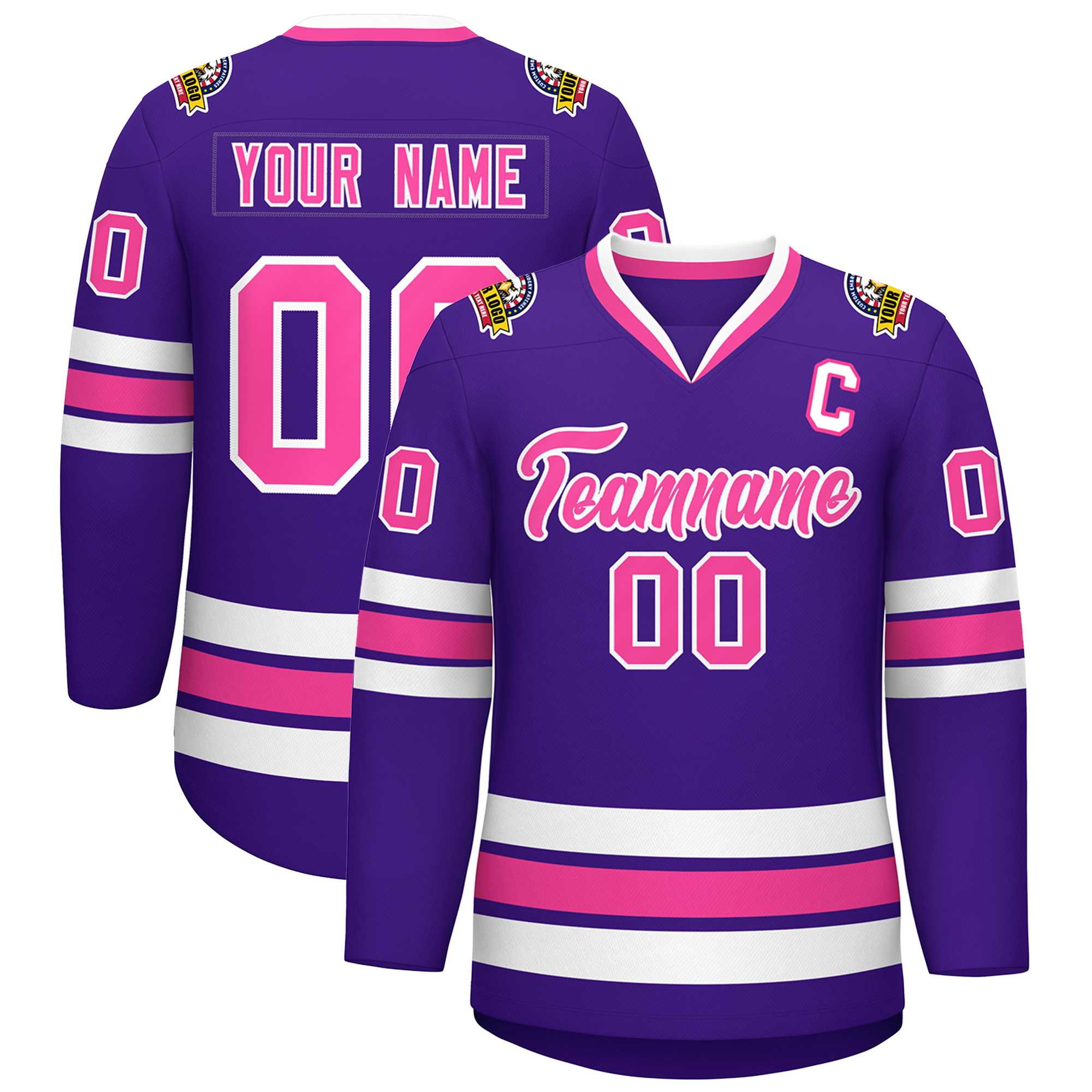 Custom Purple Pink-White Classic Style Hockey Jersey | KXKSHOP