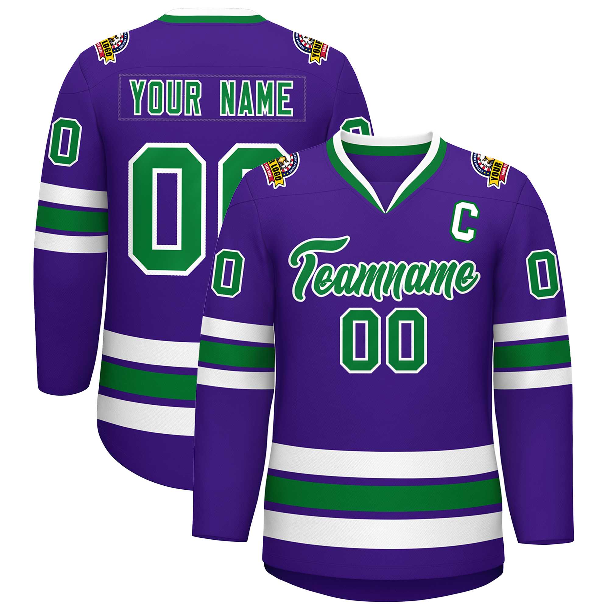 Custom Purple Kelly Green-White Classic Style Hockey Jersey | KXKSHOP