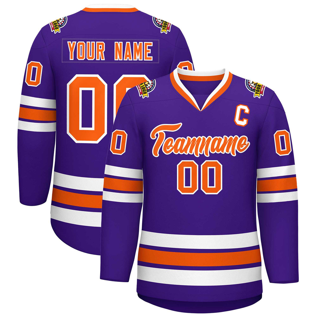 Custom Purple Orange-White Classic Style Hockey Jersey | KXKSHOP