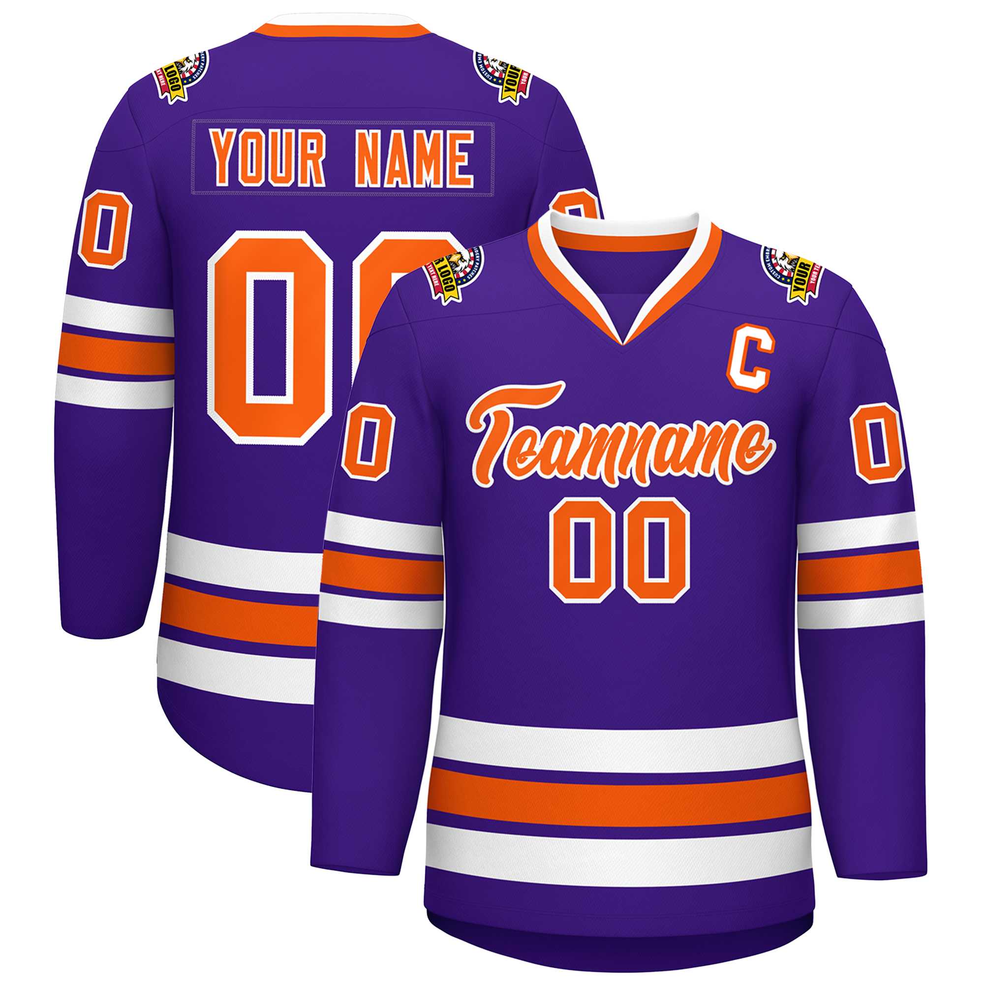 Custom Purple Orange-White Classic Style Hockey Jersey | KXKSHOP