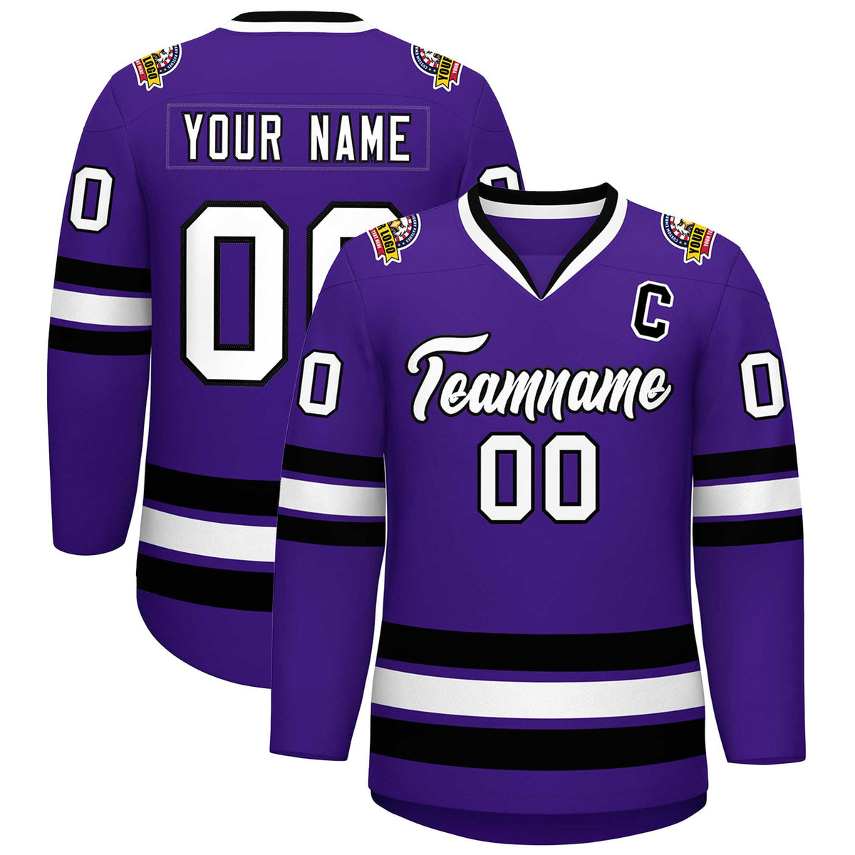 Custom Purple White-Black Classic Style Hockey Jersey | KXKSHOP