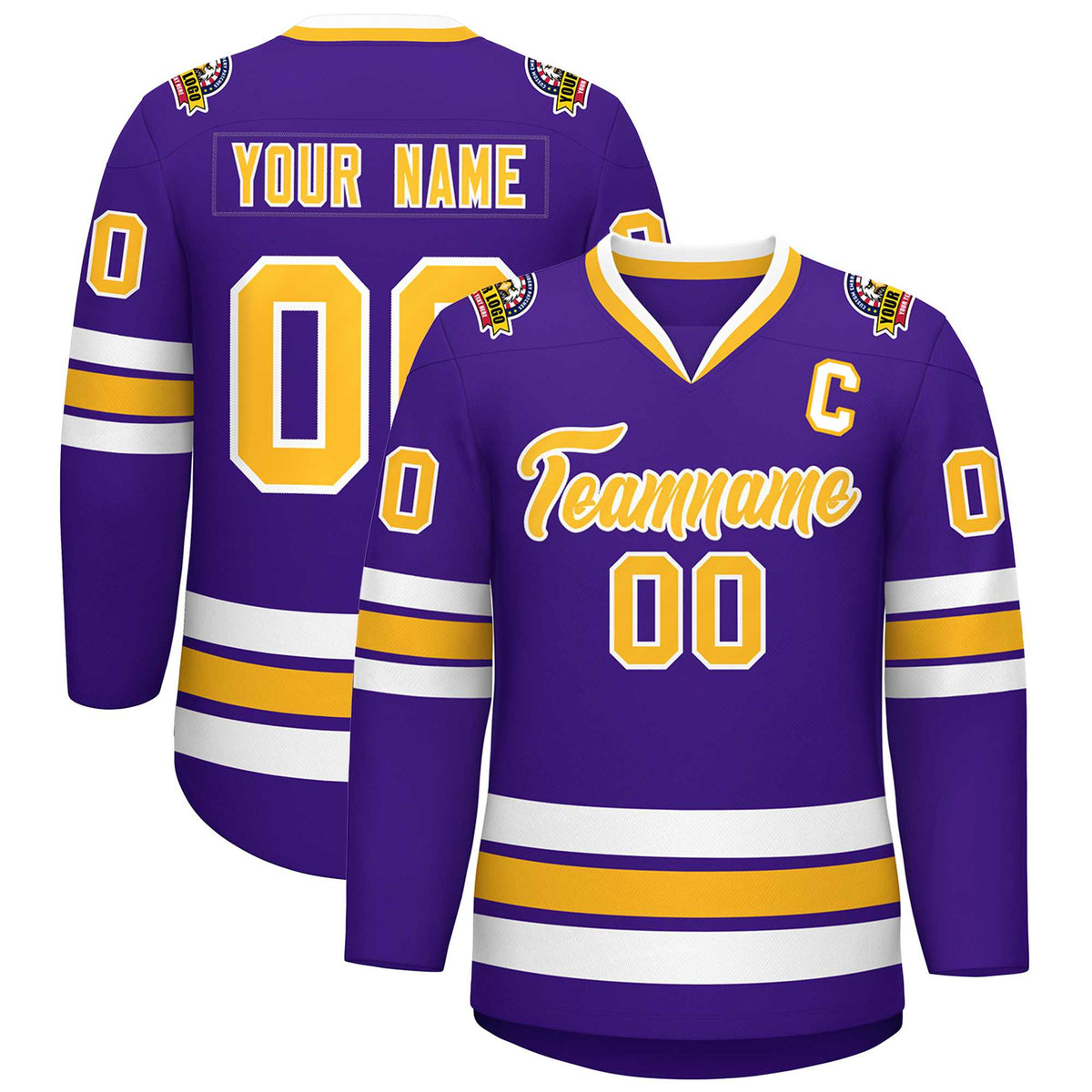 Custom Purple Gold-White Classic Style Hockey Jersey | KXKSHOP