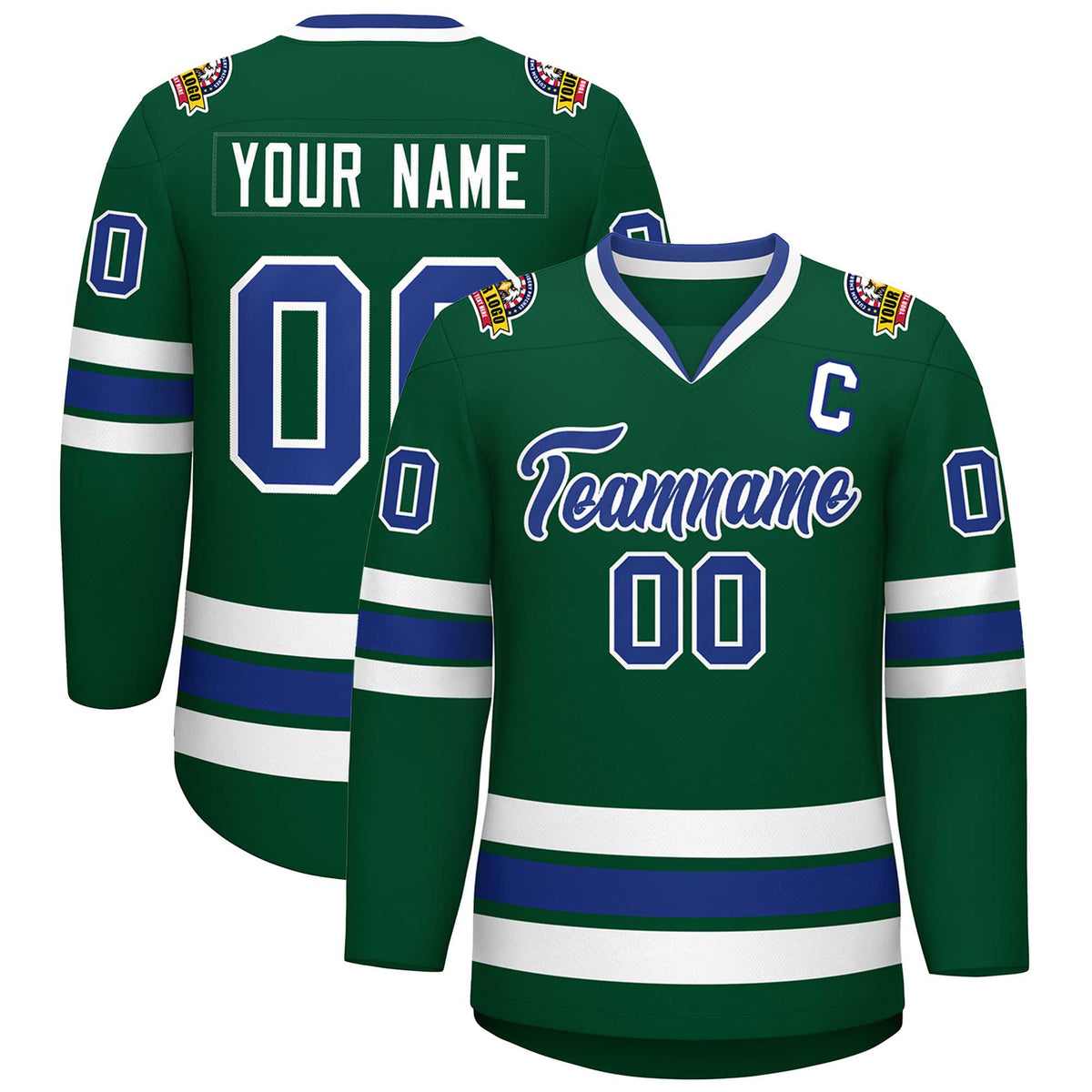 Custom Green Royal-White Classic Style Hockey Jersey | KXKSHOP