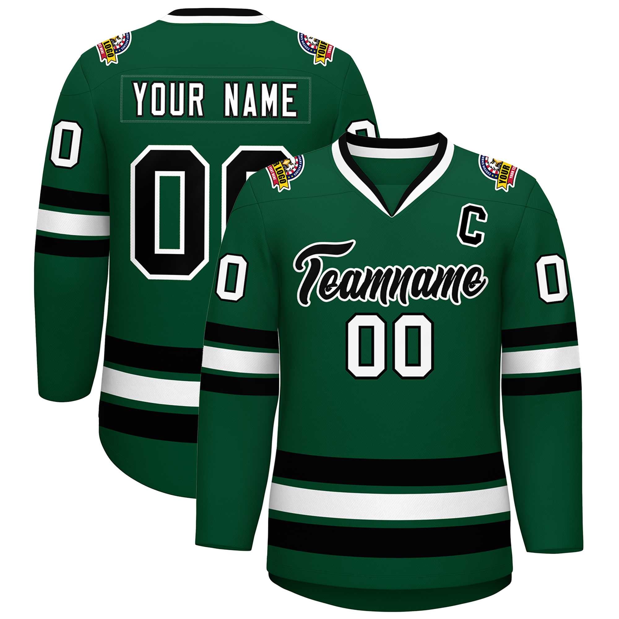 Custom Green Black-White Classic Style Hockey Jersey | KXKSHOP