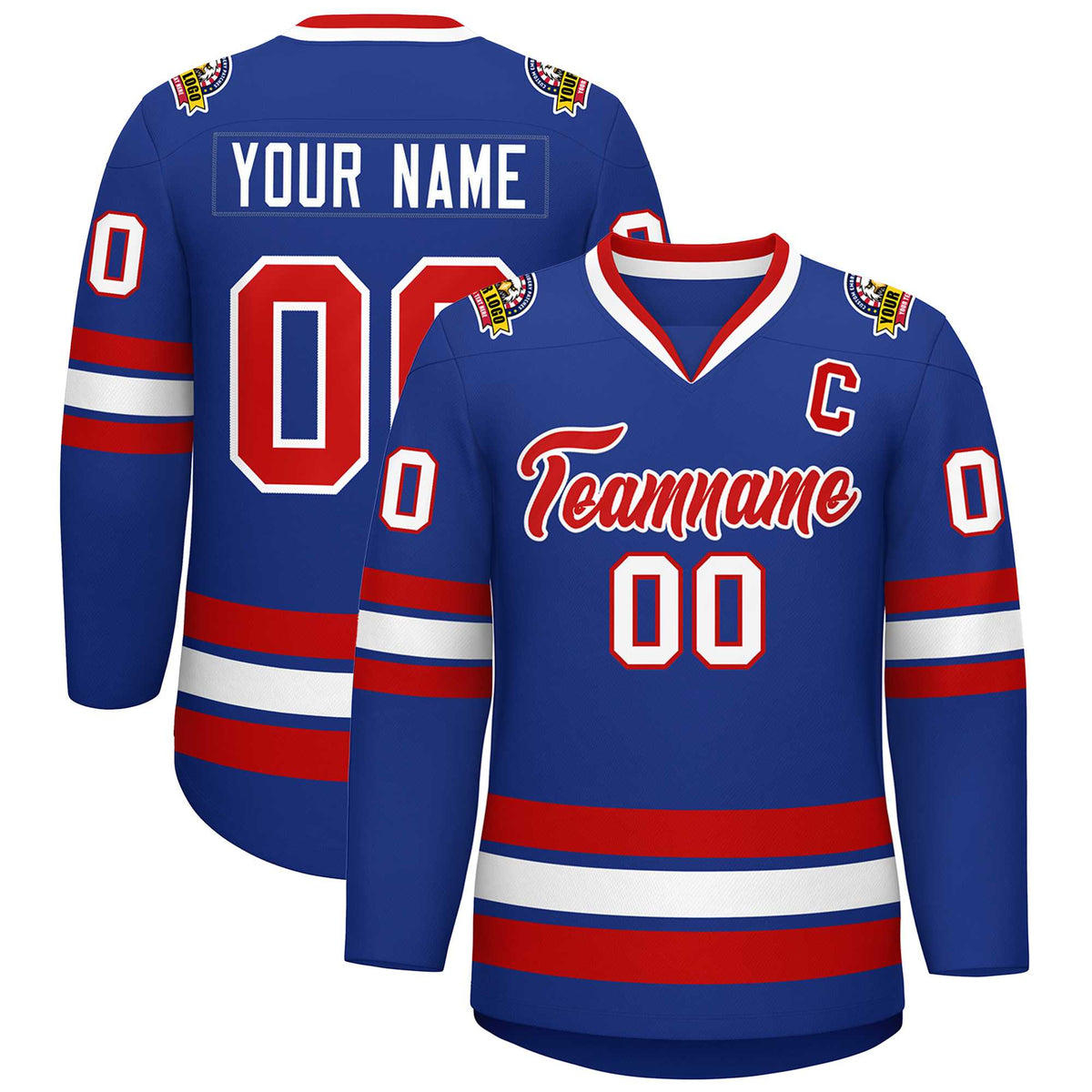 Custom Royal Red-White Classic Style Hockey Jersey | KXKSHOP