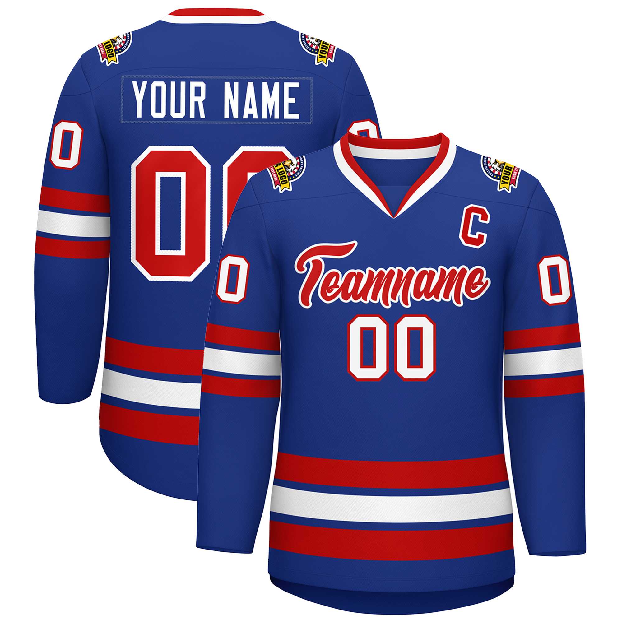 Custom Royal Red-White Classic Style Hockey Jersey | KXKSHOP