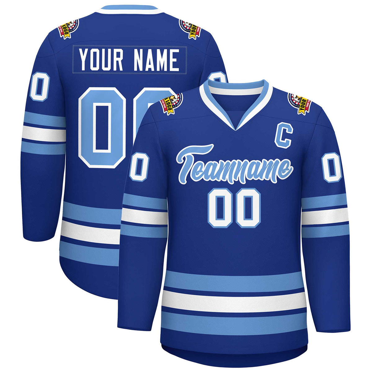 Custom Royal Light Blue-White Classic Style Hockey Jersey | KXKSHOP