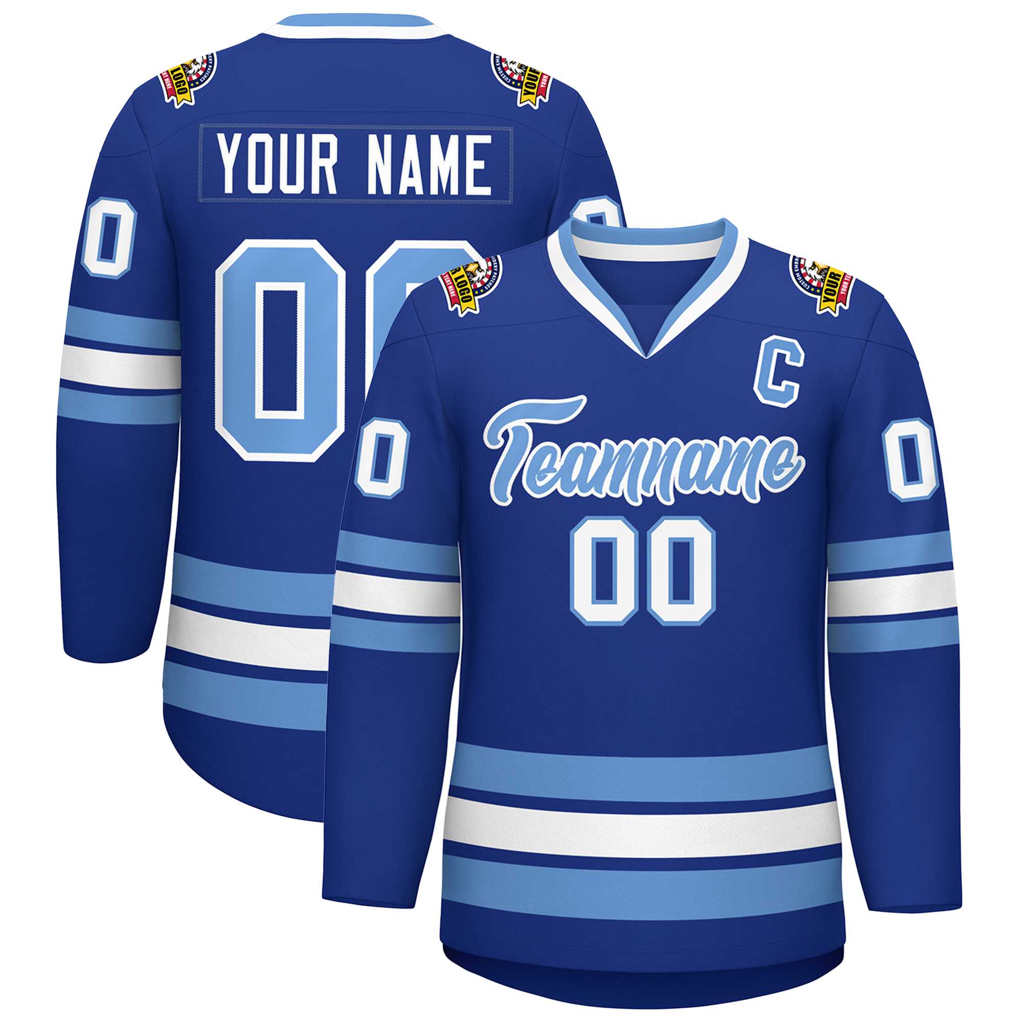 Custom Royal Light Blue-White Classic Style Hockey Jersey | KXKSHOP