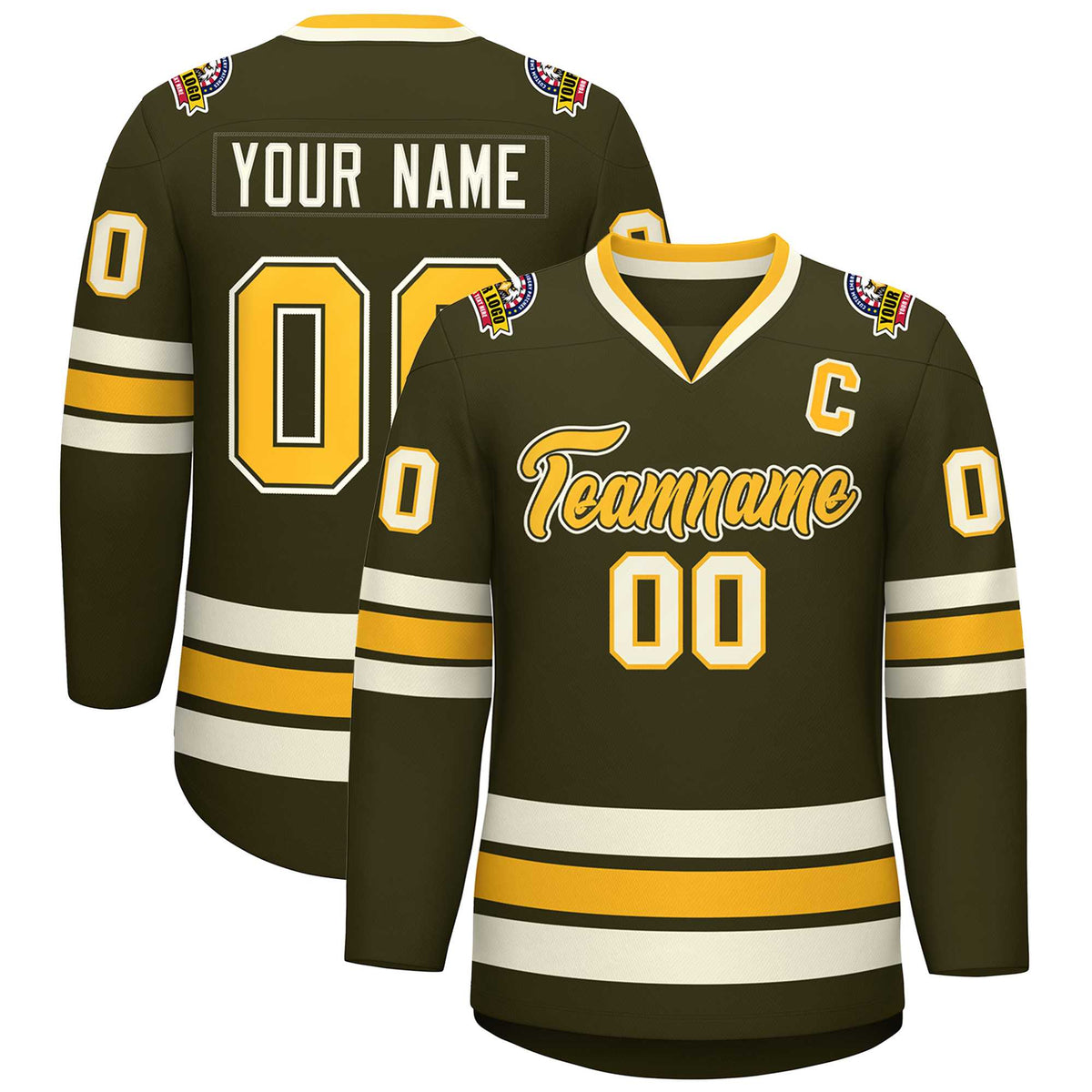 Custom Olive Gold Olive-Khaki Classic Style Hockey Jersey | KXKSHOP