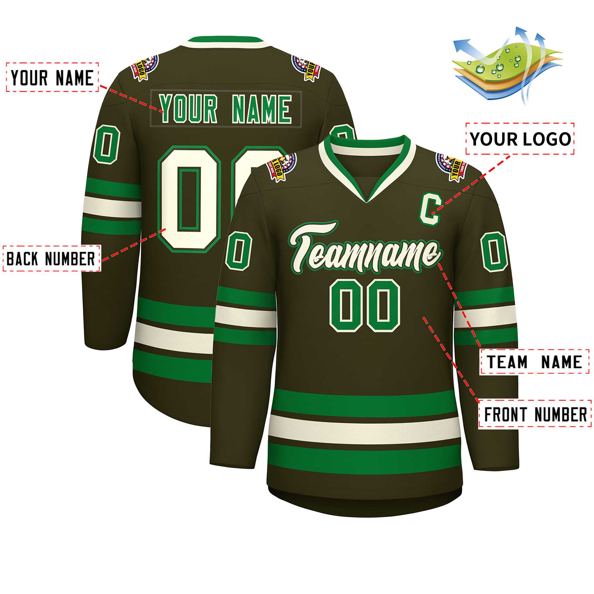 Custom Olive Khaki Olive-Kelly Green Classic Style Hockey Jersey | KXKSHOP