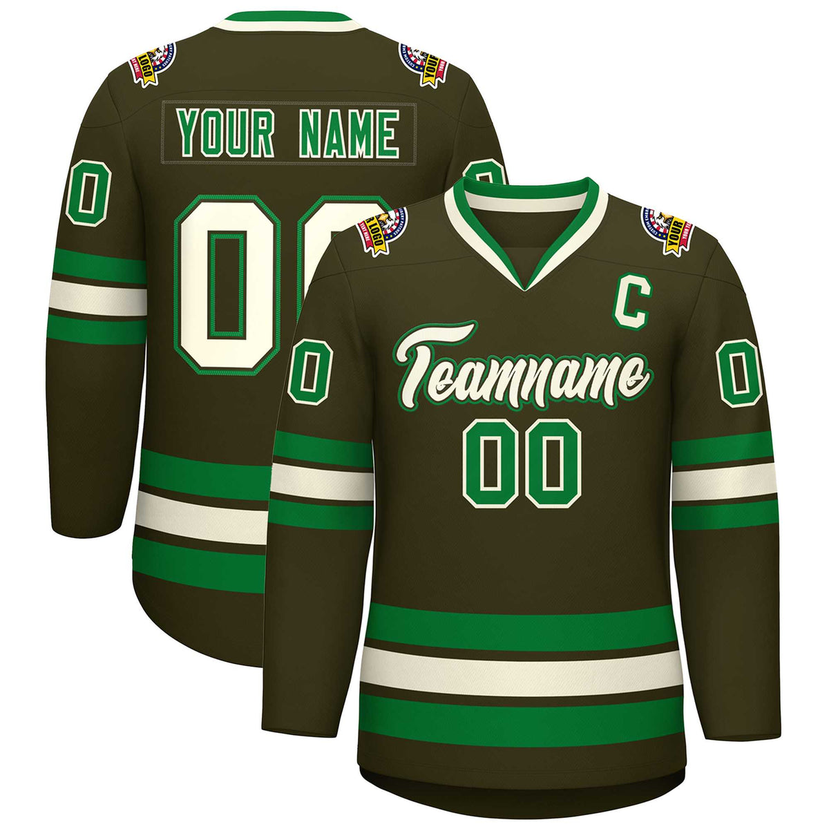 Custom Olive Khaki Olive-Kelly Green Classic Style Hockey Jersey | KXKSHOP