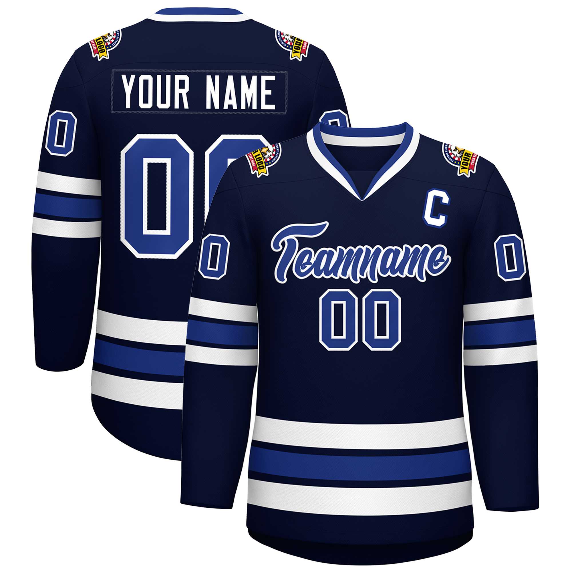 Custom Navy Royal-White Classic Style Hockey Jersey | KXKSHOP
