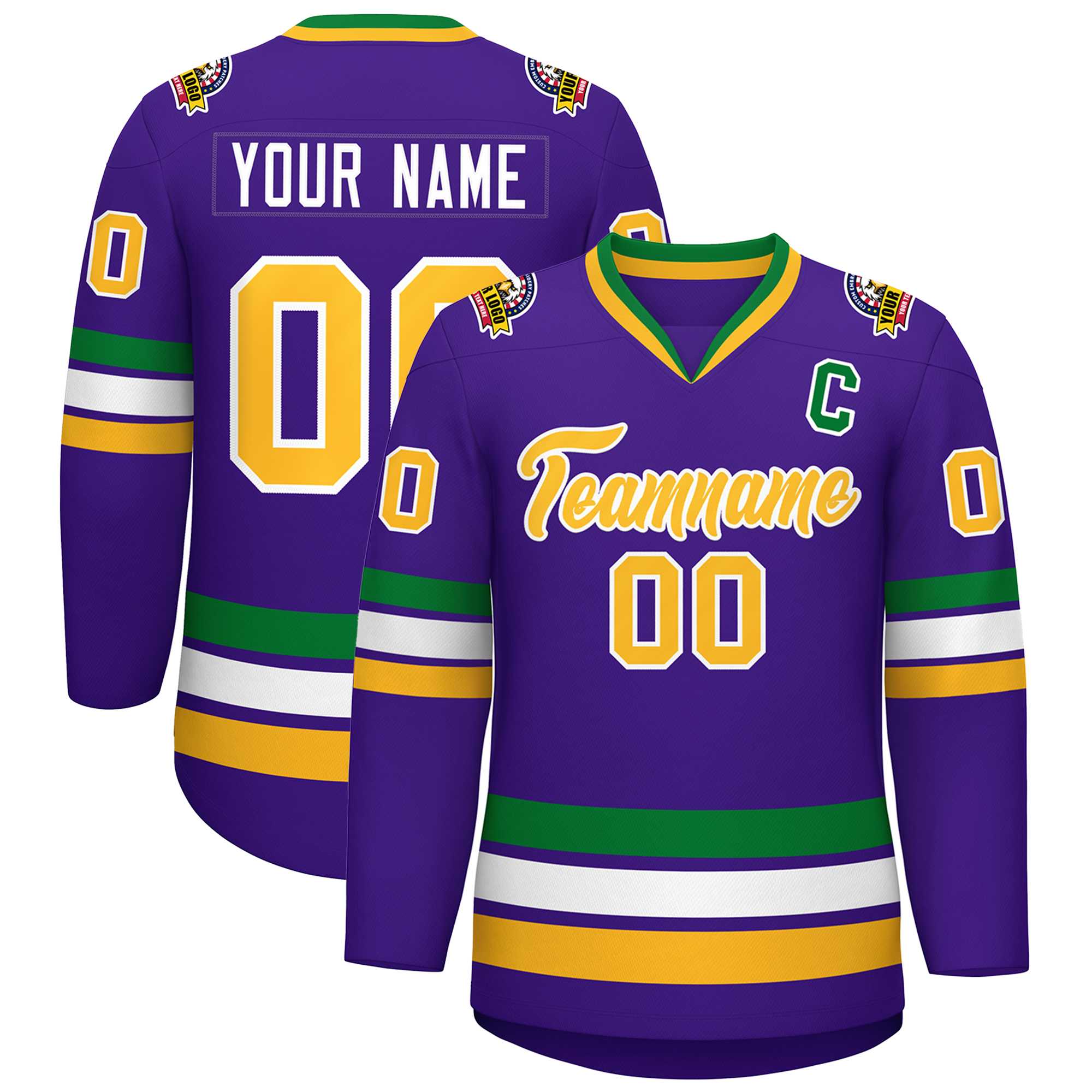 Custom Purple Gold-White Classic Style Hockey Jersey | KXKSHOP
