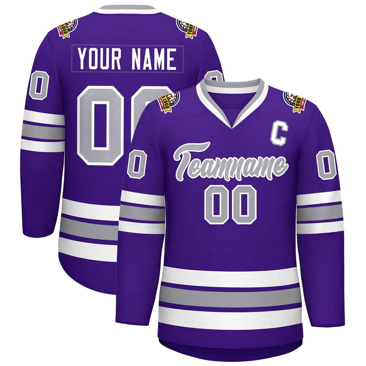 Custom Purple Gray-White Classic Style Hockey Jersey | KXKSHOP
