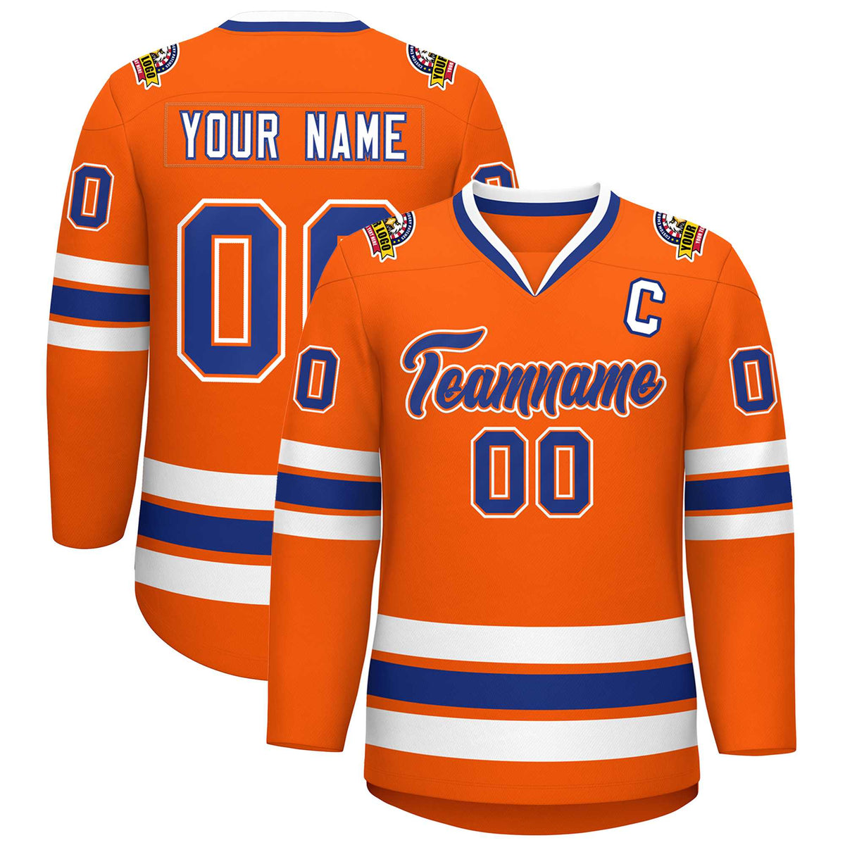 Custom Orange Royal Orange-White Classic Style Hockey Jersey | KXKSHOP