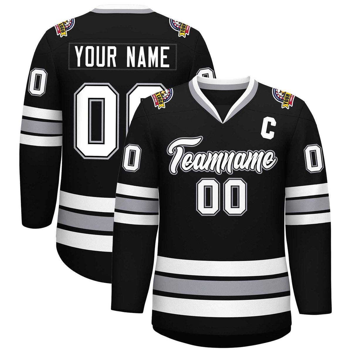 Custom Black White Black-Gray Classic Style Hockey Jersey | KXKSHOP