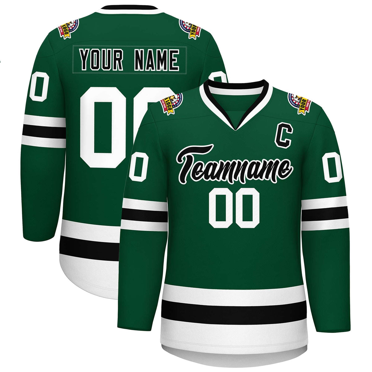 Custom Green Black-White Classic Style Hockey Jersey | KXKSHOP