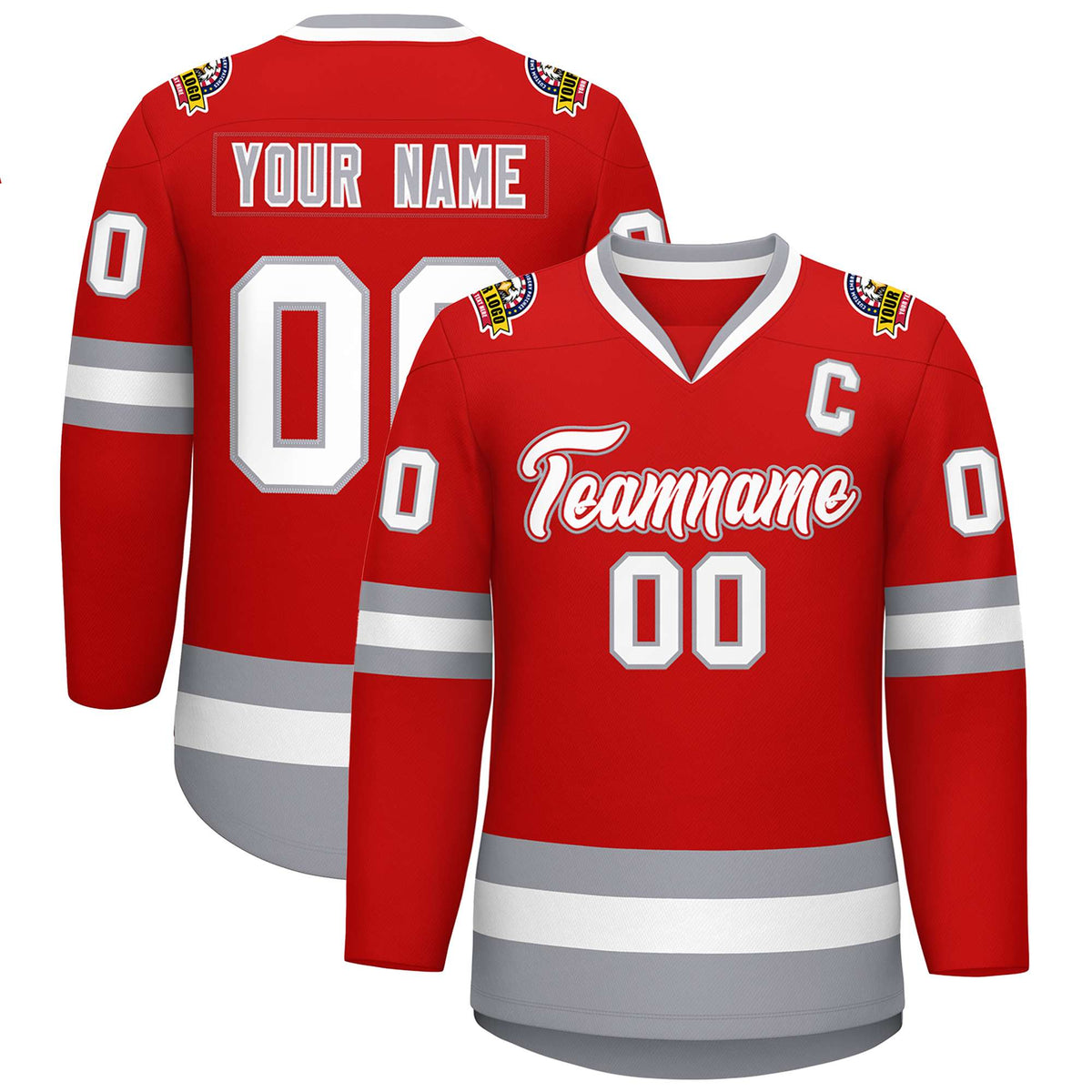 Custom Red White Red-Gray Classic Style Hockey Jersey | KXKSHOP