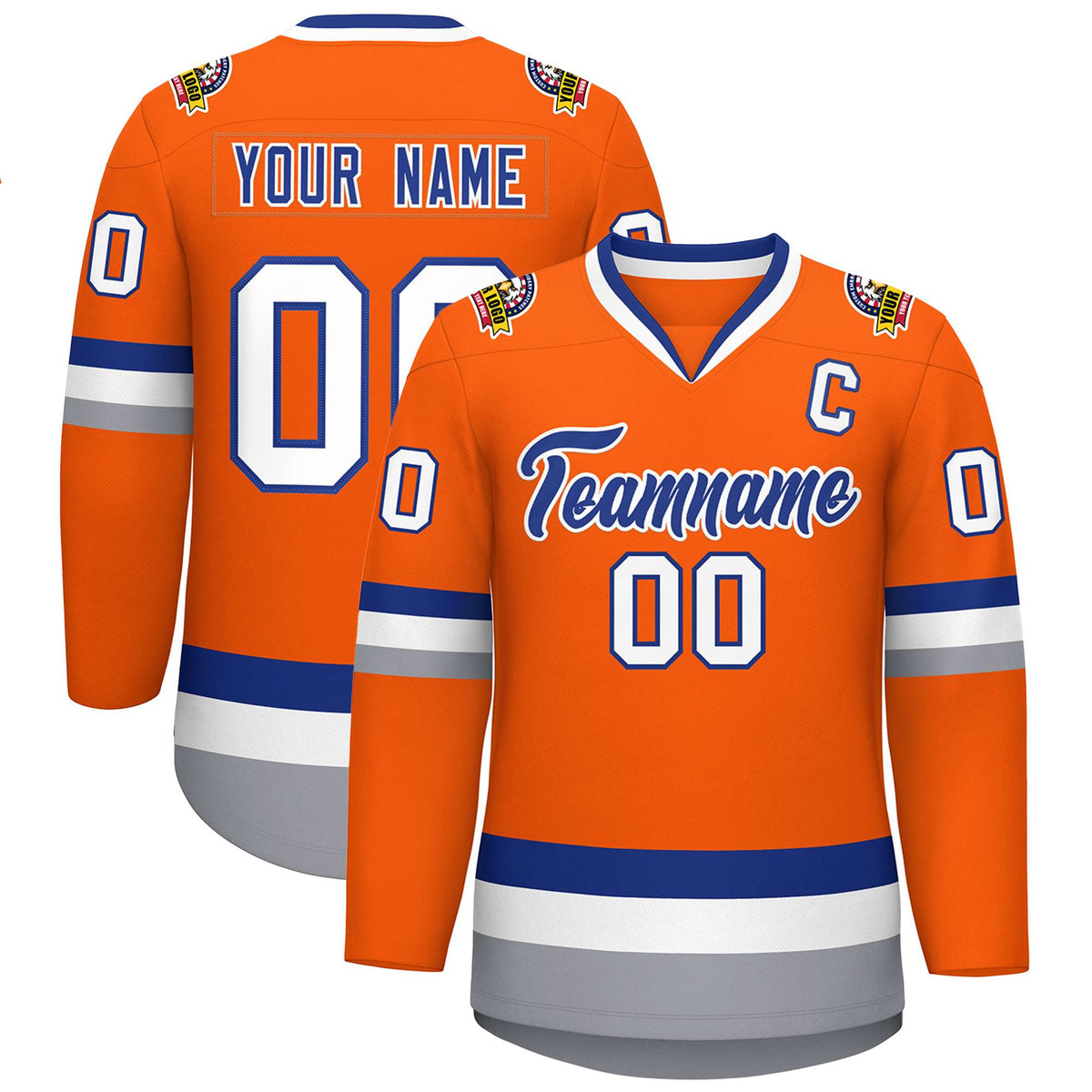 Custom Orange Royal-White Classic Style Hockey Jersey | KXKSHOP