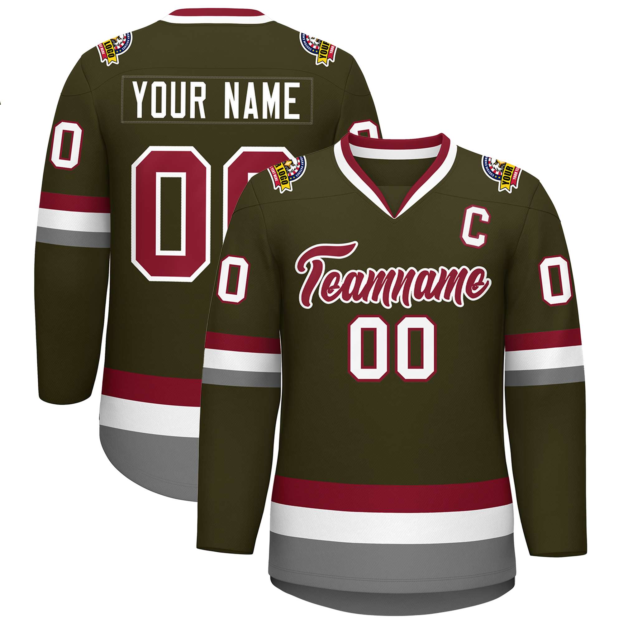 Custom Olive Crimson-White Classic Style Hockey Jersey | KXKSHOP