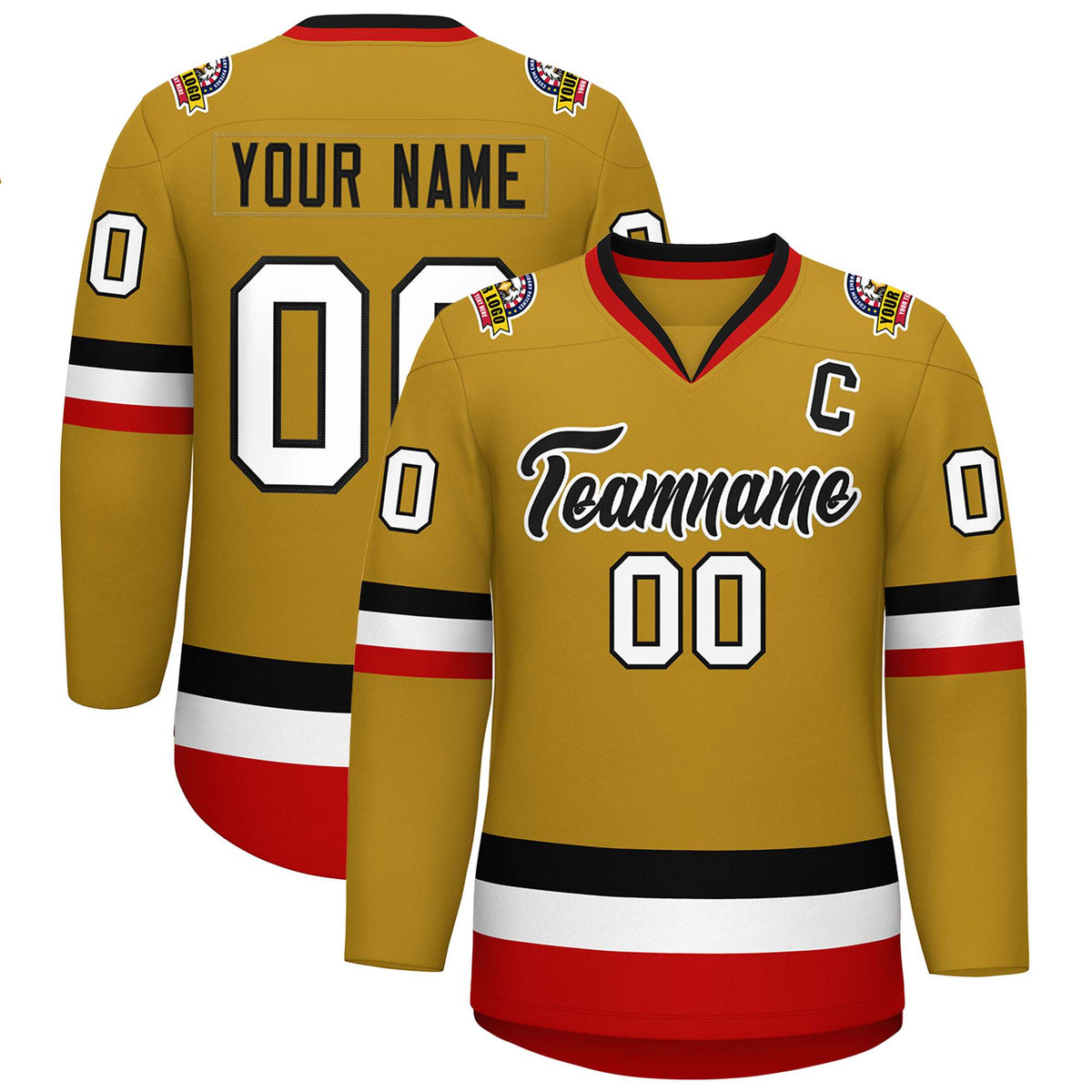 Custom Old Gold Black-White Classic Style Hockey Jersey | KXKSHOP