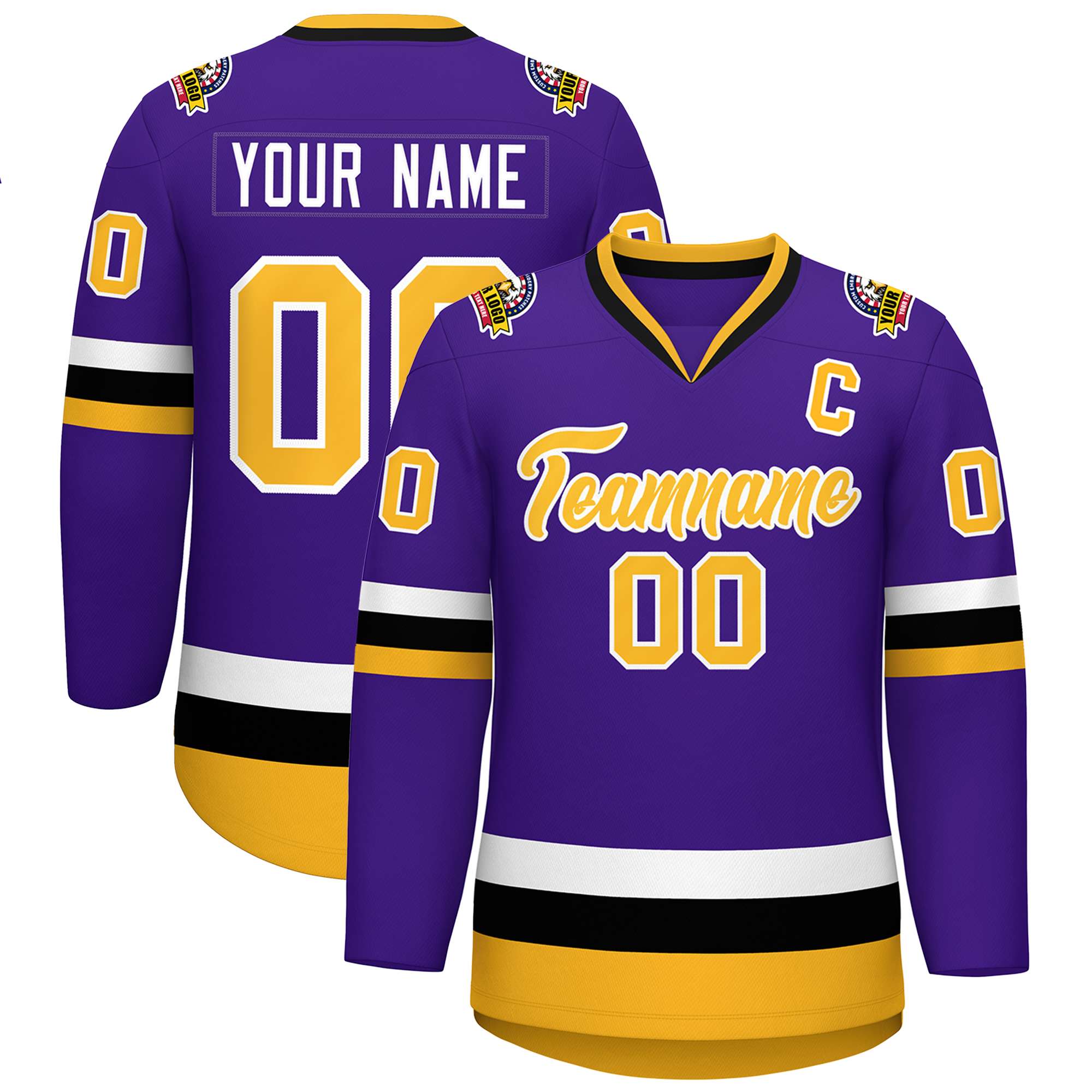 Custom Purple Gold-White Classic Style Hockey Jersey | KXKSHOP