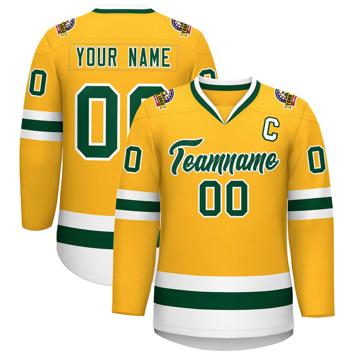 Custom Gold Green-White Classic Style Hockey Jersey | KXKSHOP