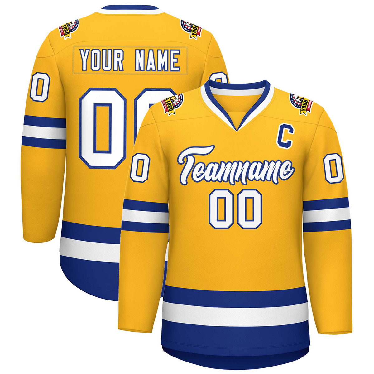 Custom Gold White-Royal Classic Style Hockey Jersey | KXKSHOP