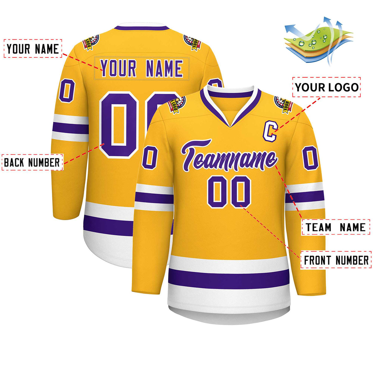 Custom Gold Purple-White Classic Style Hockey Jersey | KXKSHOP