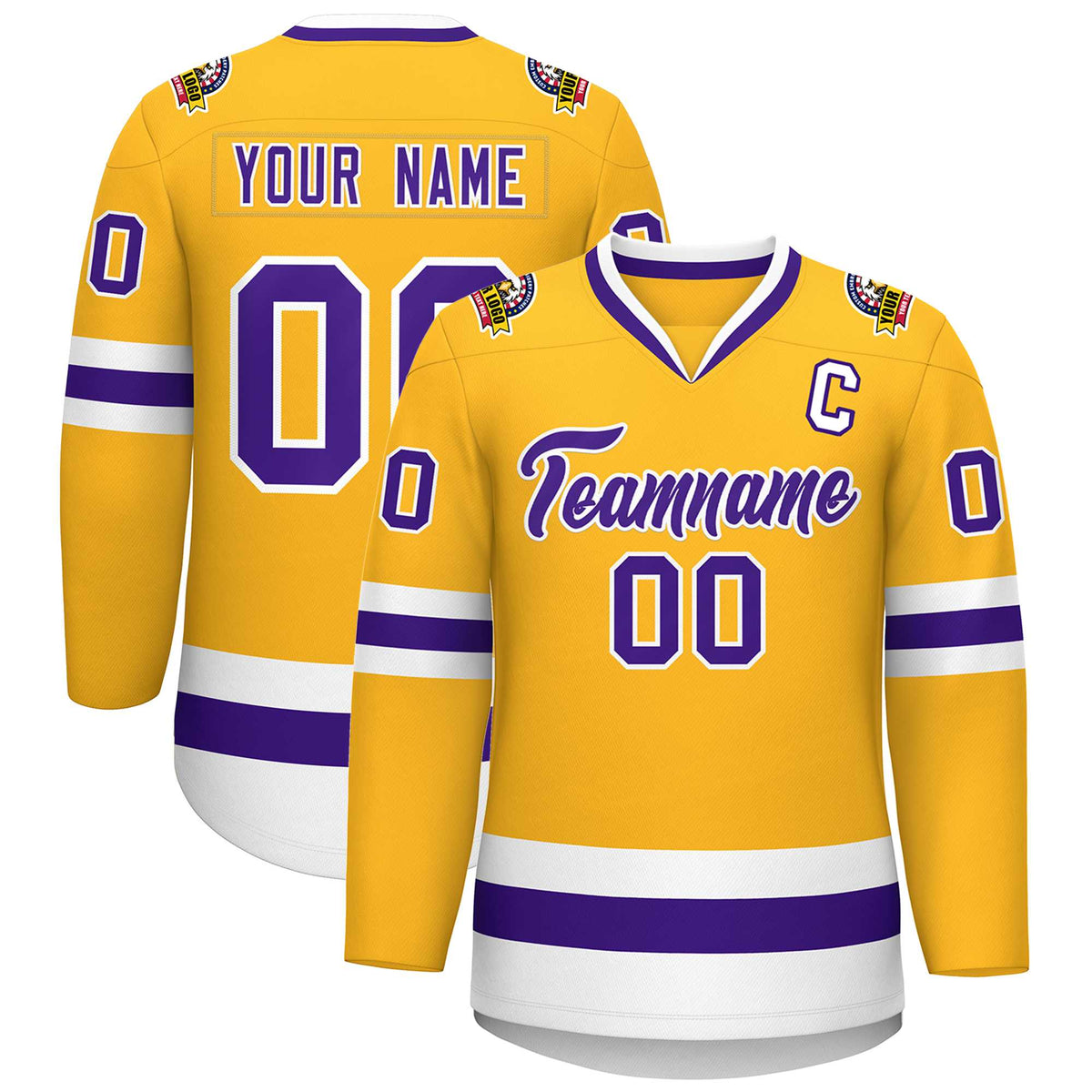 Custom Gold Purple-White Classic Style Hockey Jersey | KXKSHOP