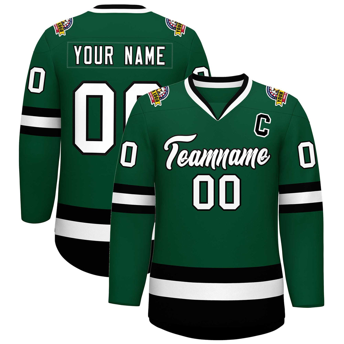 Custom Green White-Black Classic Style Hockey Jersey | KXKSHOP