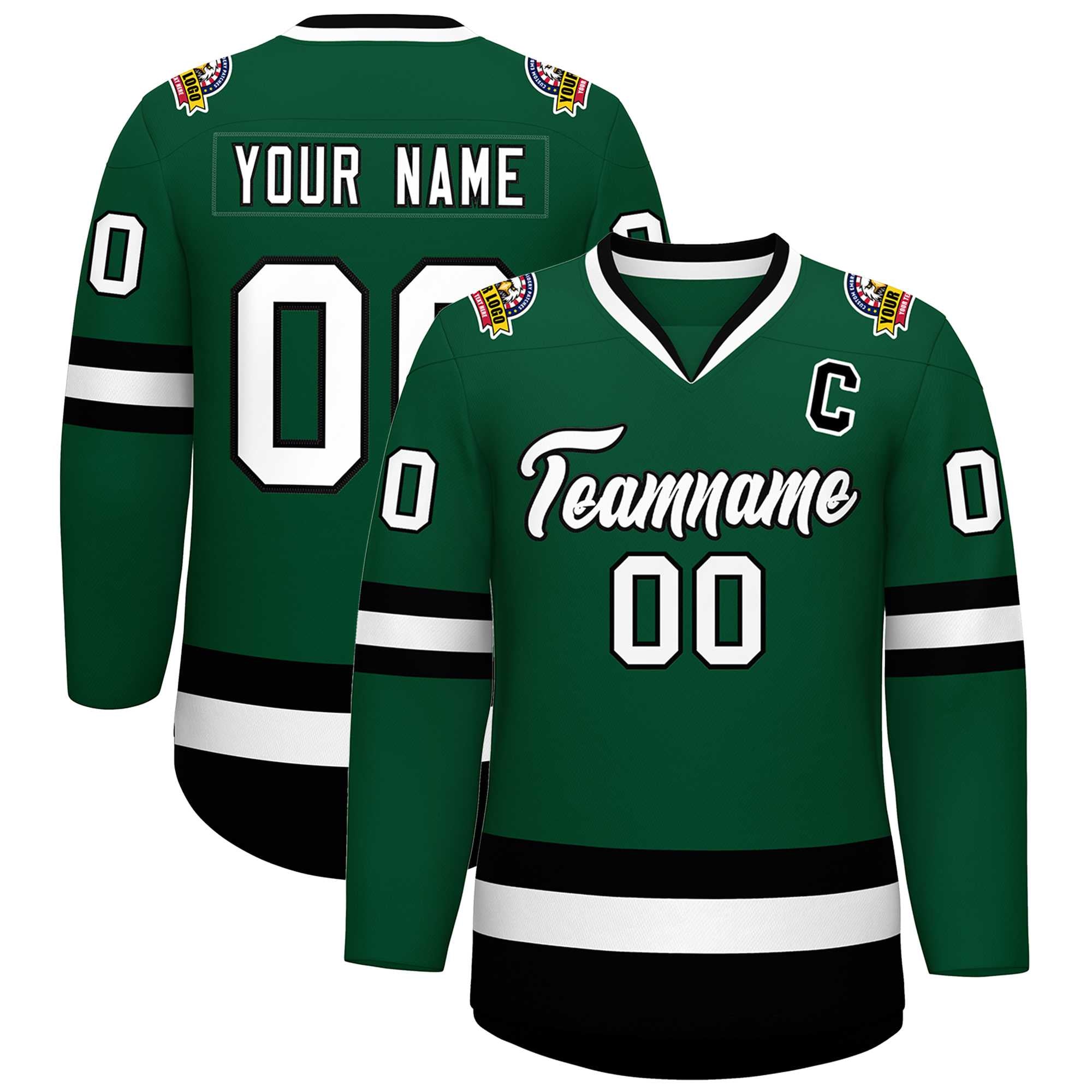 Custom Green White-Black Classic Style Hockey Jersey | KXKSHOP