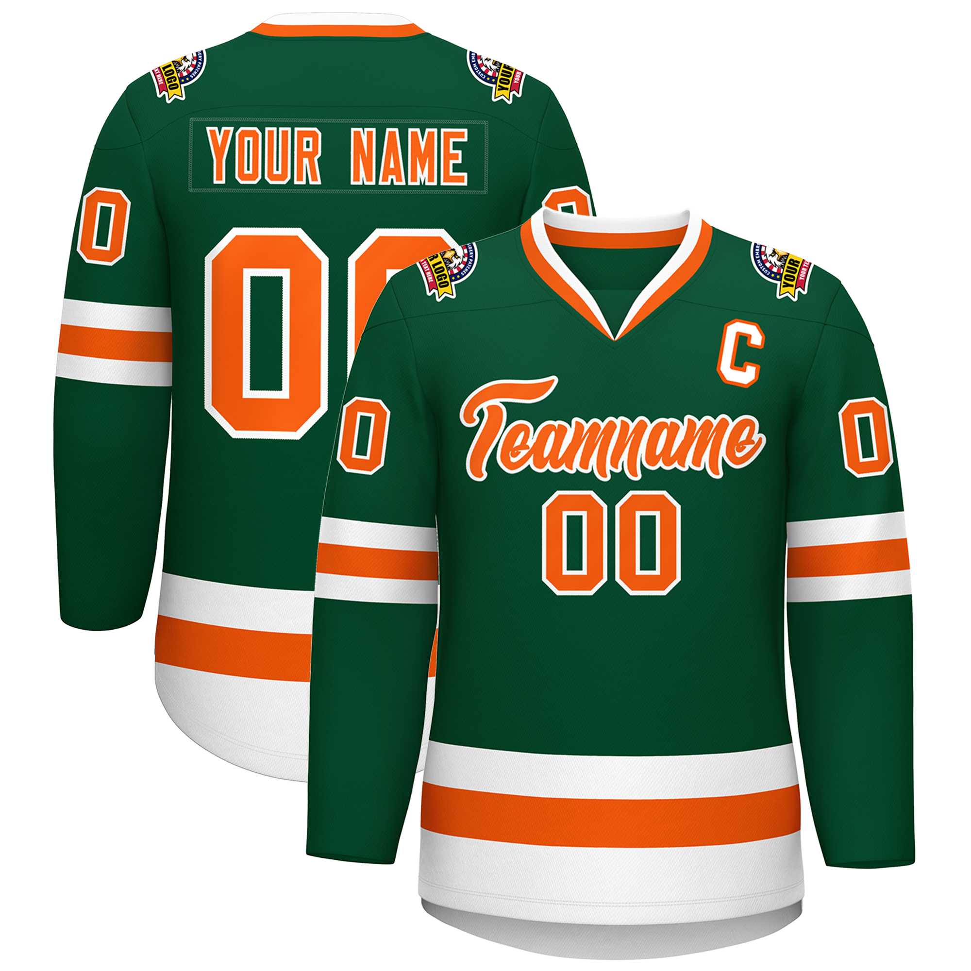 Custom Green Orange-White Classic Style Hockey Jersey | KXKSHOP