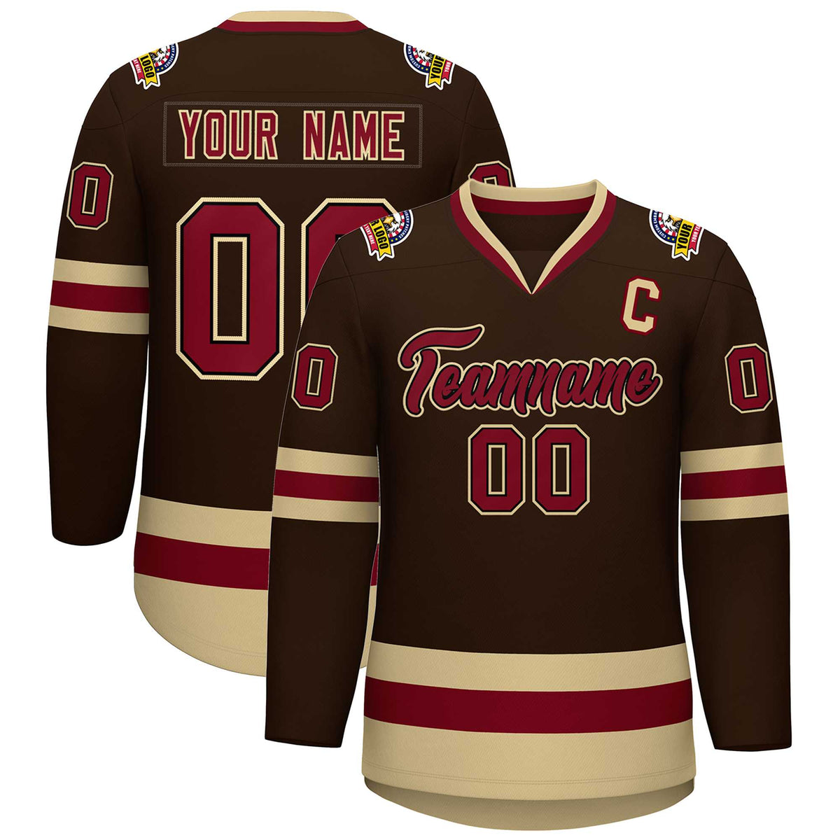 Custom Brown Crimson-Black Classic Style Hockey Jersey | KXKSHOP