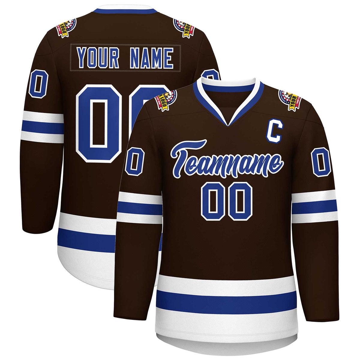 Custom Brown Royal-White Classic Style Hockey Jersey | KXKSHOP