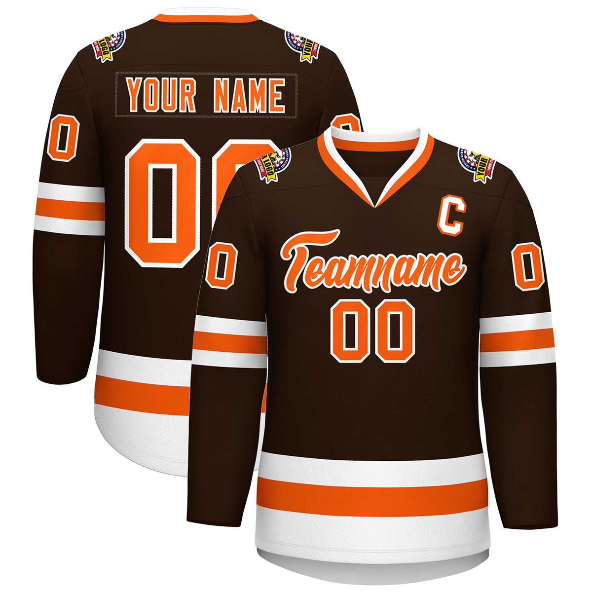Custom Brown Orange-White Classic Style Hockey Jersey | KXKSHOP