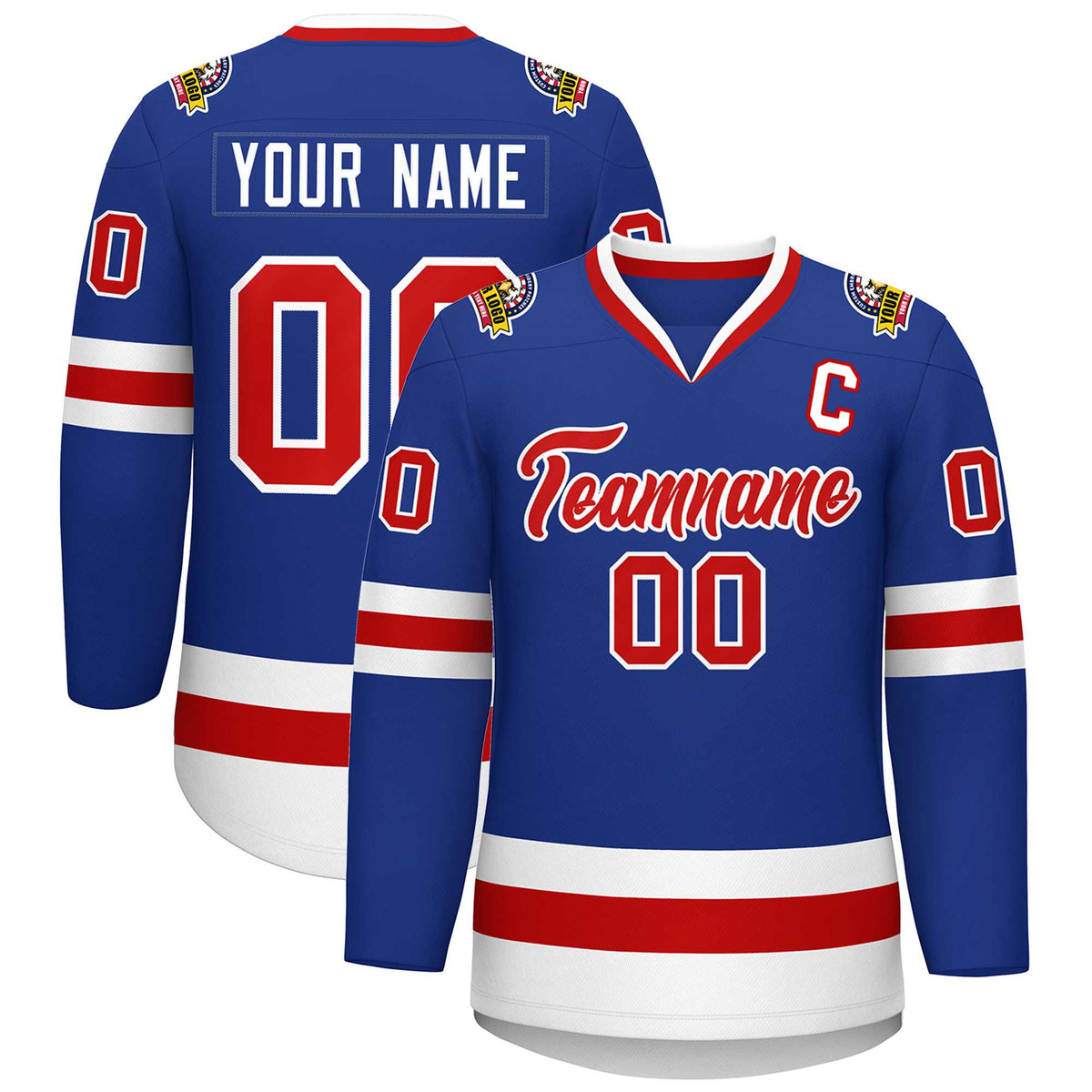 Custom Royal Red-White Classic Style Hockey Jersey | KXKSHOP