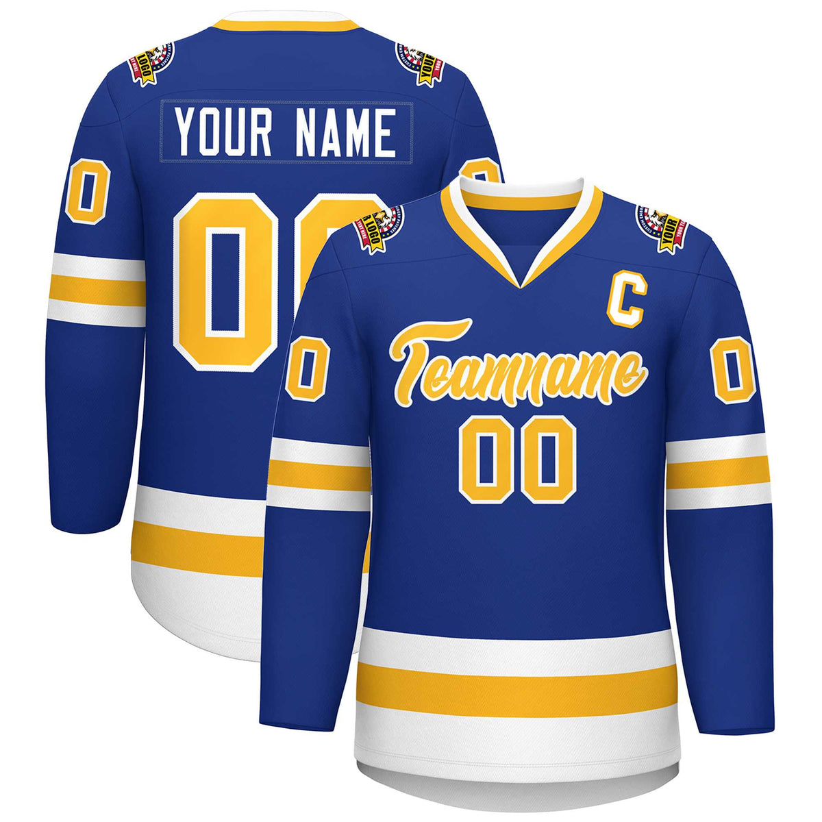 Custom Royal Gold-White Classic Style Hockey Jersey | KXKSHOP