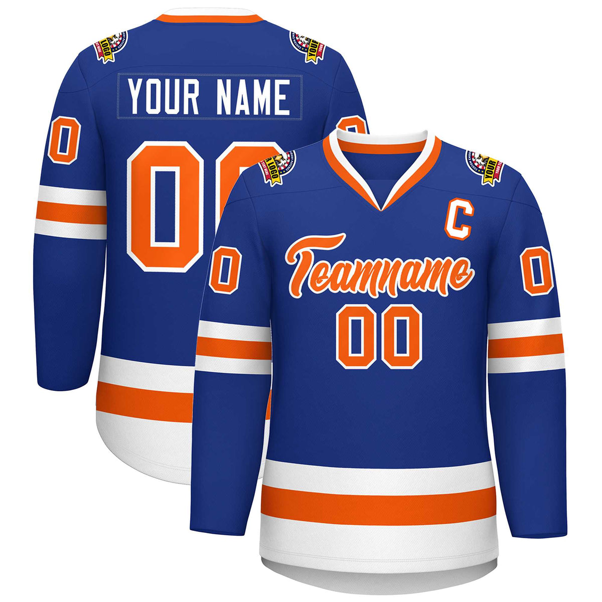 Custom Royal Orange-White Classic Style Hockey Jersey | KXKSHOP
