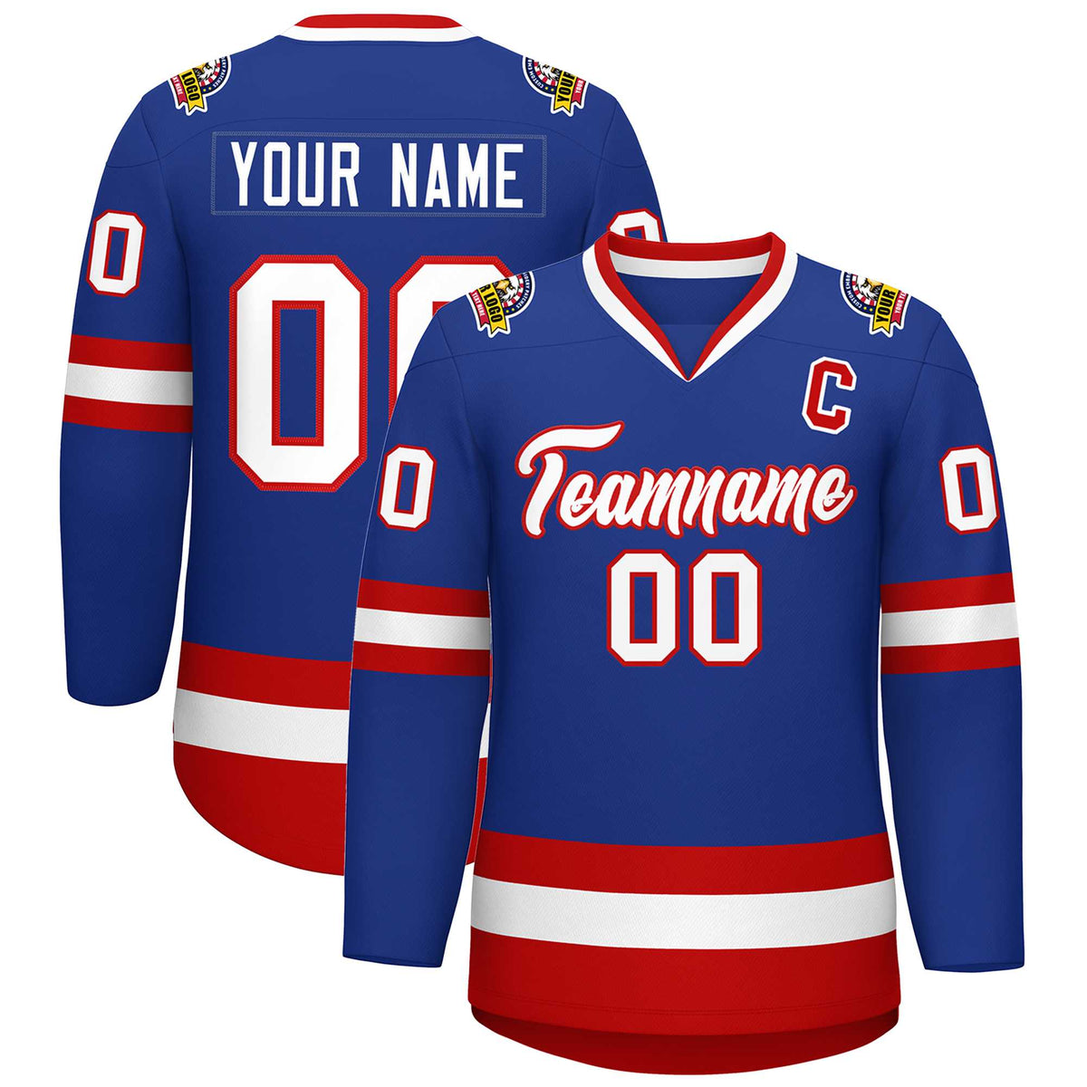 Custom Royal White-Red Classic Style Hockey Jersey | KXKSHOP