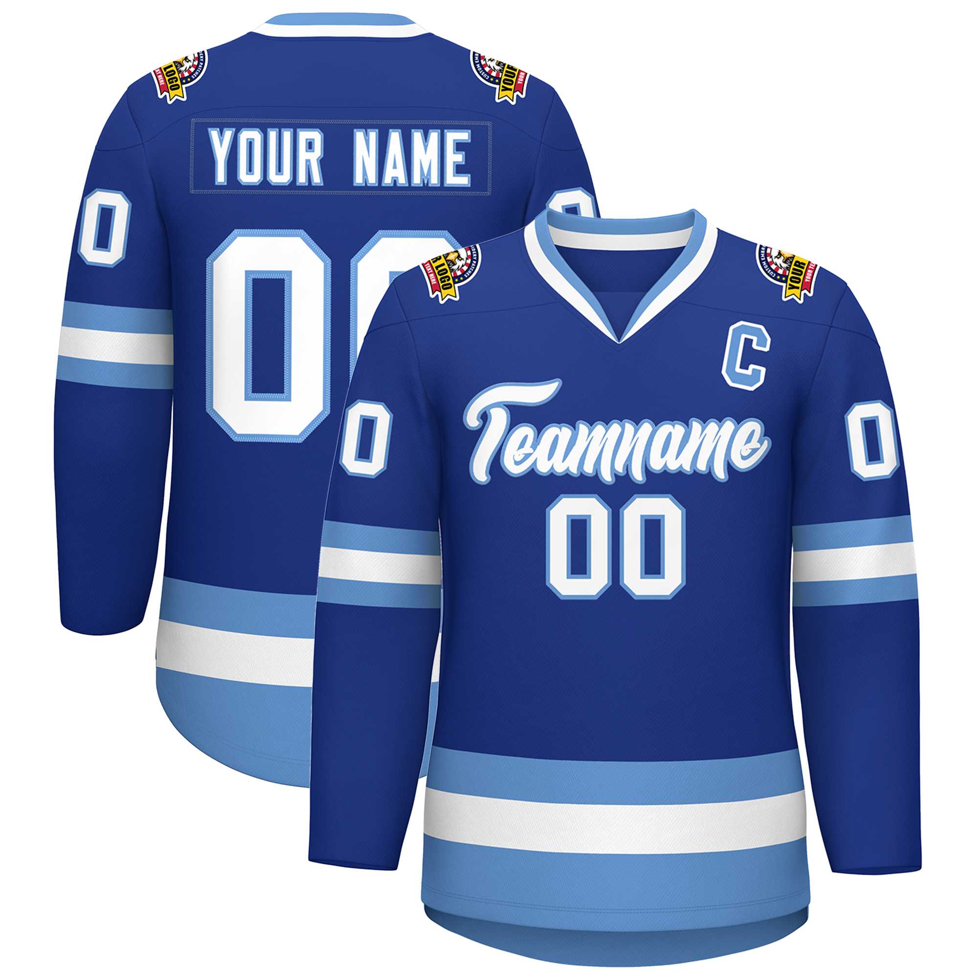 Custom Royal White-Light Blue Classic Style Hockey Jersey | KXKSHOP