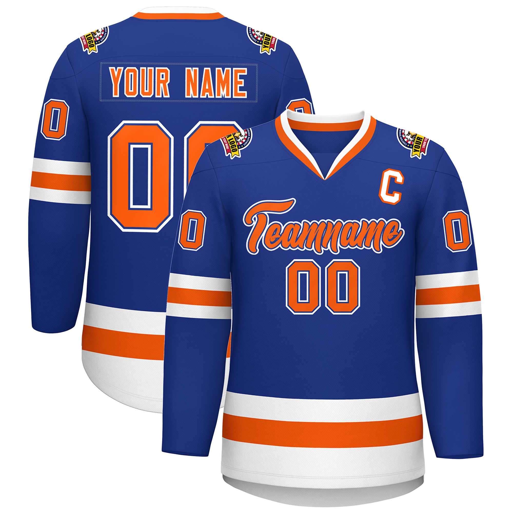 Custom Royal Orange Royal-White Classic Style Hockey Jersey | KXKSHOP