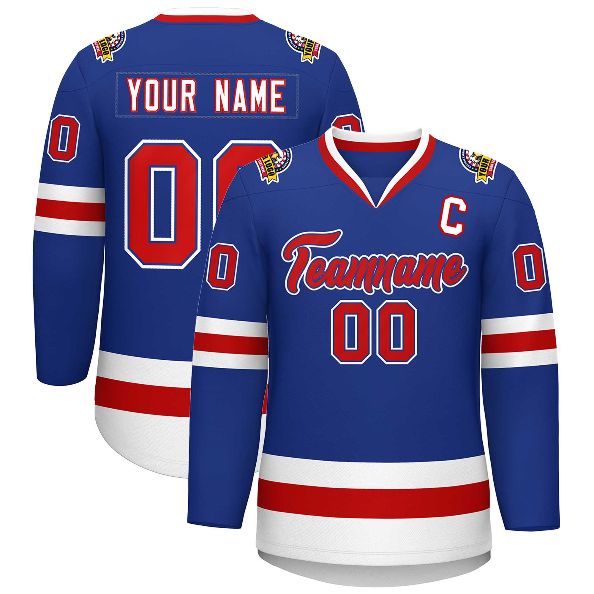 Custom Royal Red Royal-White Classic Style Hockey Jersey | KXKSHOP